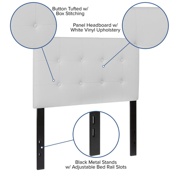 English Elm Lennox Tufted Upholstered Full Size Headboard for Stylish Bedroom Upgrade with Easy Assembly White In Stock. Usually ships in 24 - 48 business hours HG-HB1705-T-W-GG
