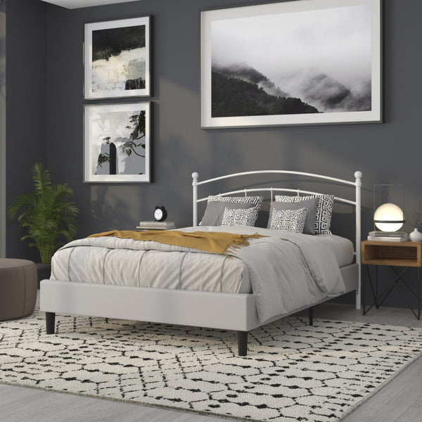 English Elm Woodstock Decorative Metal Queen Size Headboard - Stylish Design for Modern Bedrooms and Comfort White HG-HB1706-WH-Q-GG