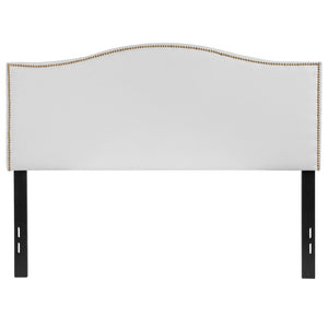 English Elm Lexington Upholstered Full Headboard with Brass Nailhead Trim for a Modern Bedroom Update White In Stock. Usually ships in 24 - 48 business hours HG-HB1707-F-W-GG