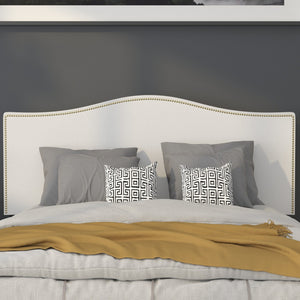 English Elm Lexington Upholstered Full Headboard with Brass Nailhead Trim for a Modern Bedroom Update White In Stock. Usually ships in 24 - 48 business hours HG-HB1707-F-W-GG