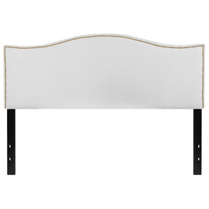 English Elm Lexington Upholstered Full Headboard with Brass Nailhead Trim for a Modern Bedroom Update White In Stock. Usually ships in 24 - 48 business hours HG-HB1707-Q-W-GG