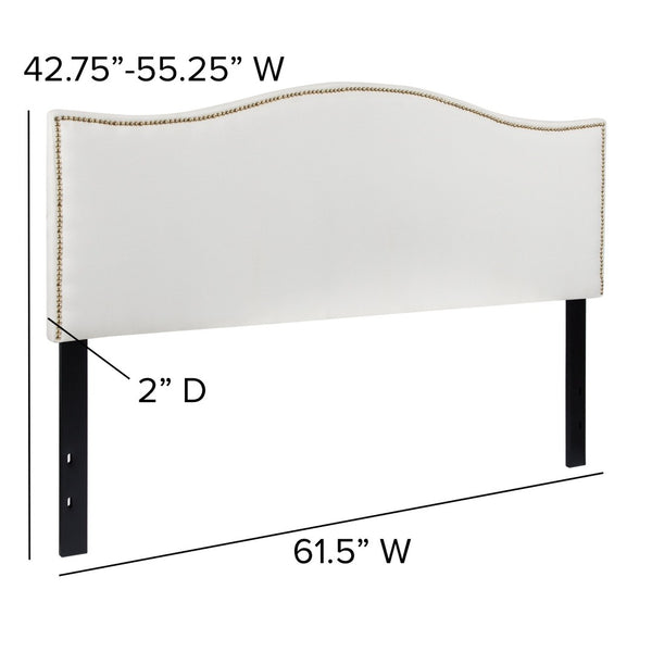 English Elm Lexington Upholstered Full Headboard with Brass Nailhead Trim for a Modern Bedroom Update White In Stock. Usually ships in 24 - 48 business hours HG-HB1707-Q-W-GG