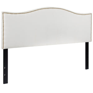 English Elm Lexington Upholstered Full Headboard with Brass Nailhead Trim for a Modern Bedroom Update White In Stock. Usually ships in 24 - 48 business hours HG-HB1707-Q-W-GG