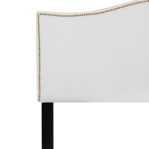 English Elm Lexington Upholstered Full Headboard with Brass Nailhead Trim for a Modern Bedroom Update White In Stock. Usually ships in 24 - 48 business hours HG-HB1707-Q-W-GG
