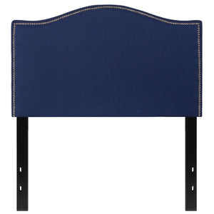 English Elm Lexington Upholstered Full Headboard with Brass Nailhead Trim for a Modern Bedroom Update Navy HG-HB1707-T-N-GG