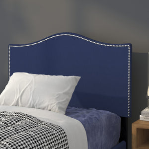 English Elm Lexington Upholstered Full Headboard with Brass Nailhead Trim for a Modern Bedroom Update Navy HG-HB1707-T-N-GG