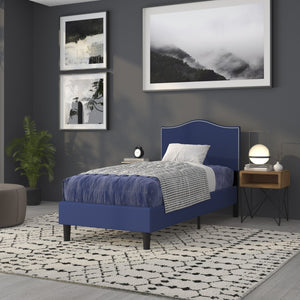 English Elm Lexington Upholstered Full Headboard with Brass Nailhead Trim for a Modern Bedroom Update Navy HG-HB1707-T-N-GG