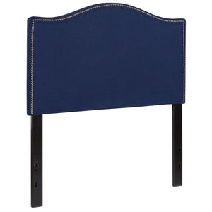English Elm Lexington Upholstered Full Headboard with Brass Nailhead Trim for a Modern Bedroom Update Navy HG-HB1707-T-N-GG