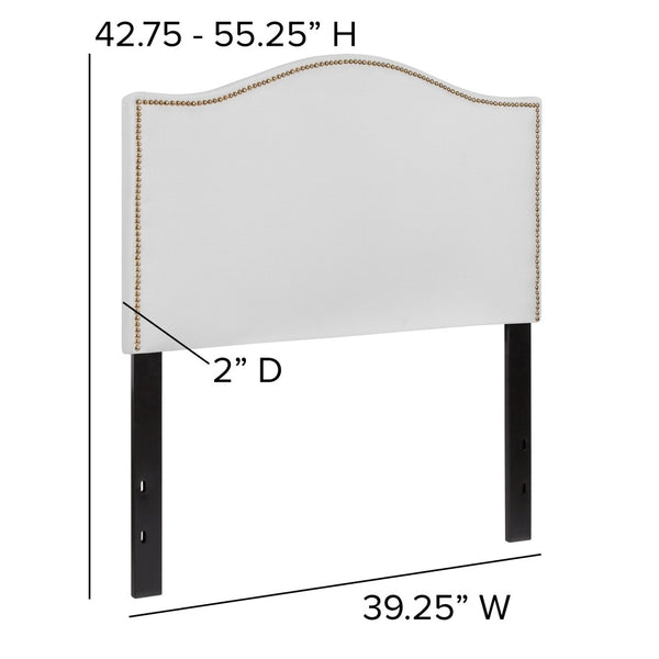 English Elm Lexington Upholstered Full Headboard with Brass Nailhead Trim for a Modern Bedroom Update White In Stock. Usually ships in 24 - 48 business hours HG-HB1707-T-W-GG
