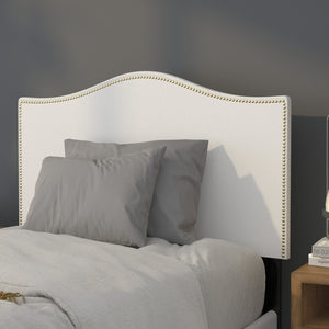 English Elm Lexington Upholstered Full Headboard with Brass Nailhead Trim for a Modern Bedroom Update White In Stock. Usually ships in 24 - 48 business hours HG-HB1707-T-W-GG