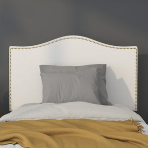 English Elm Lexington Upholstered Full Headboard with Brass Nailhead Trim for a Modern Bedroom Update White In Stock. Usually ships in 24 - 48 business hours HG-HB1707-T-W-GG