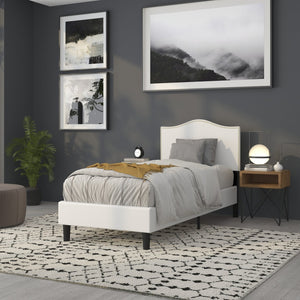 English Elm Lexington Upholstered Full Headboard with Brass Nailhead Trim for a Modern Bedroom Update White In Stock. Usually ships in 24 - 48 business hours HG-HB1707-T-W-GG