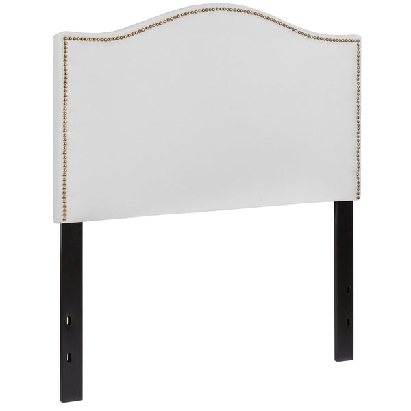 English Elm Lexington Upholstered Full Headboard with Brass Nailhead Trim for a Modern Bedroom Update White In Stock. Usually ships in 24 - 48 business hours HG-HB1707-T-W-GG