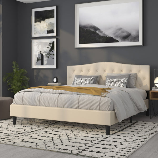 English Elm Cambridge Tufted Upholstered Full Size Headboard for Stylish Bedroom Makeover & Comfortable Living Beige In Stock. Usually ships in 24 - 48 business hours HG-HB1708-K-B-GG