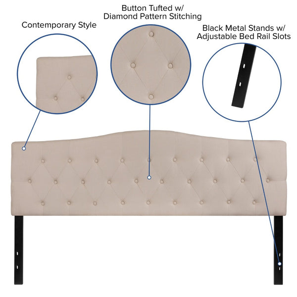 English Elm Cambridge Tufted Upholstered Full Size Headboard for Stylish Bedroom Makeover & Comfortable Living Beige In Stock. Usually ships in 24 - 48 business hours HG-HB1708-K-B-GG