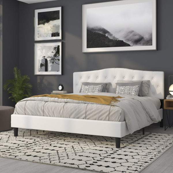 English Elm Cambridge Tufted Upholstered Full Size Headboard for Stylish Bedroom Makeover & Comfortable Living White In Stock. Usually ships in 24 - 48 business hours HG-HB1708-K-W-GG