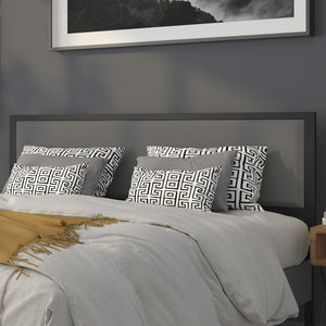 English Elm Melbourne Upholstered Full Size Headboard with Sleek Metal Frame and Contemporary Design Features Dark Gray HG-HB1717-K-DG-GG