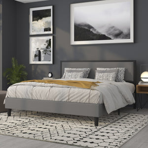 English Elm Melbourne Upholstered Full Size Headboard with Sleek Metal Frame and Contemporary Design Features Dark Gray HG-HB1717-K-DG-GG