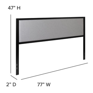 English Elm Melbourne Upholstered Full Size Headboard with Sleek Metal Frame and Contemporary Design Features Light Gray HG-HB1717-K-LG-GG