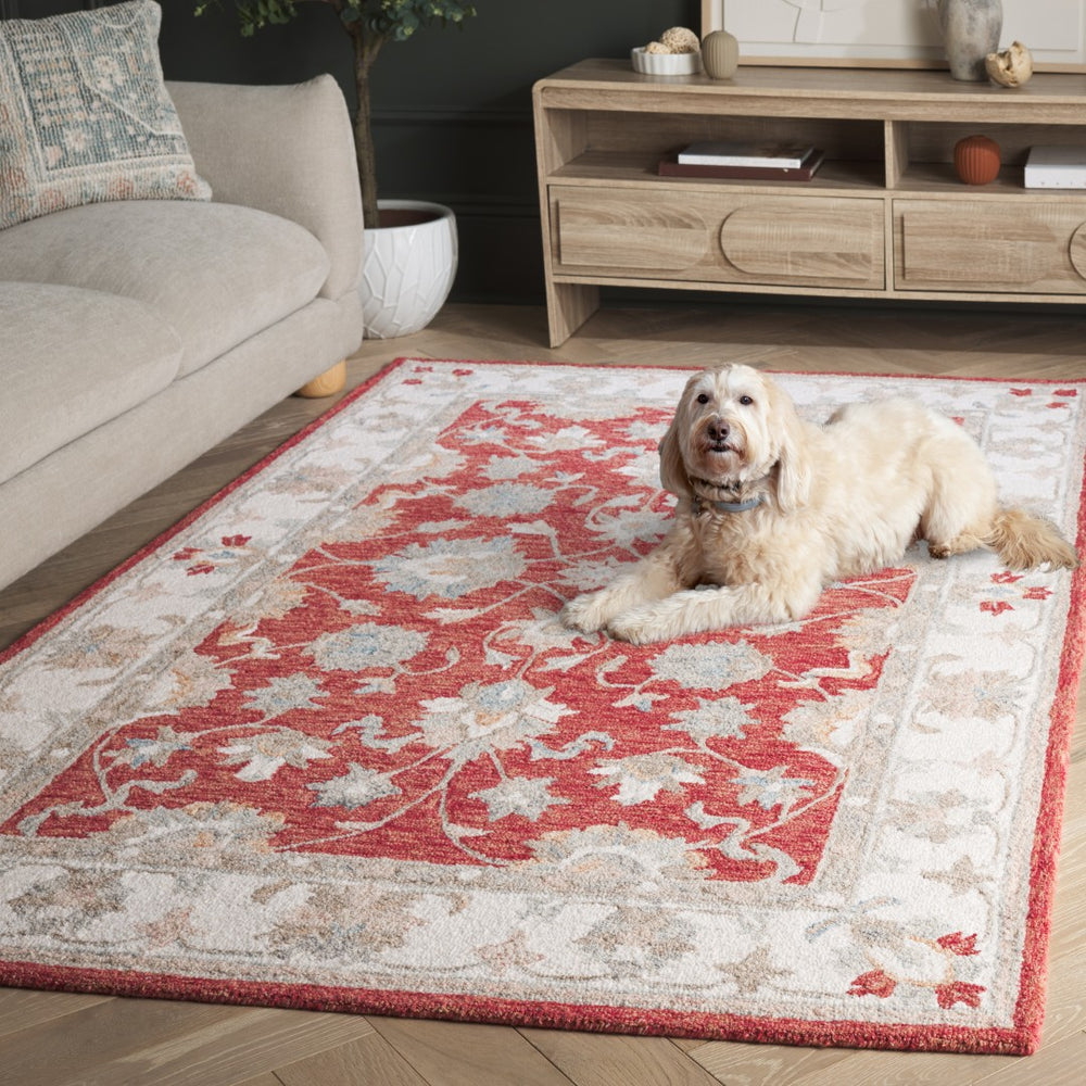 Safavieh Heritage Hand-tufted Area Rug - Elegant Design With Artisanal Craftsmanship For Timeless Decor Red ,Ivory 80% Wool,20% Cotton Hg125q-9