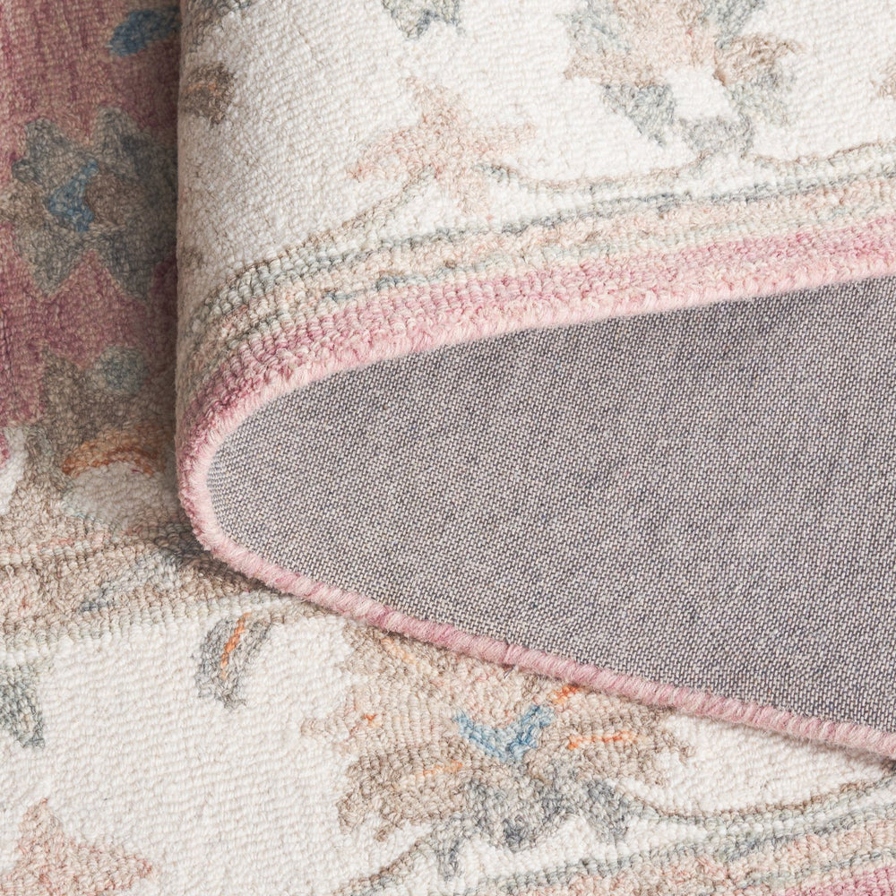 Safavieh Heritage Hand‑Tufted Pink & Ivory Wool Rug 5'X8' — Low‑Pile 1/4" Durable Cotton Blend, Minimalist Elegance HG125U-5