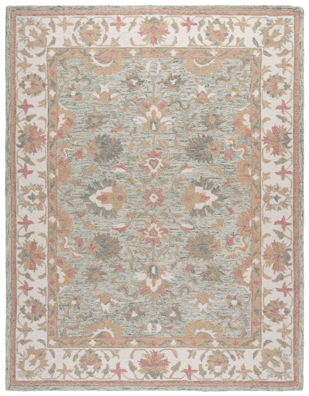 Safavieh Heritage Hand-tufted Area Rug - Elegant Traditional Design For Cozy Home Decor And Comfort Green ,Ivory 80% Wool,20% Cotton Hg125y-8