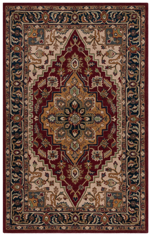 Safavieh Heritage 225 Hand Tufted  Rug Red / Ivory 5' x 8'
