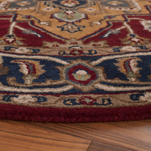 Safavieh Heritage 225 Hand Tufted  Rug Red / Ivory 6' x 6' Round