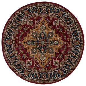 Safavieh Heritage 225 Hand Tufted  Rug Red / Ivory 6' x 6' Round