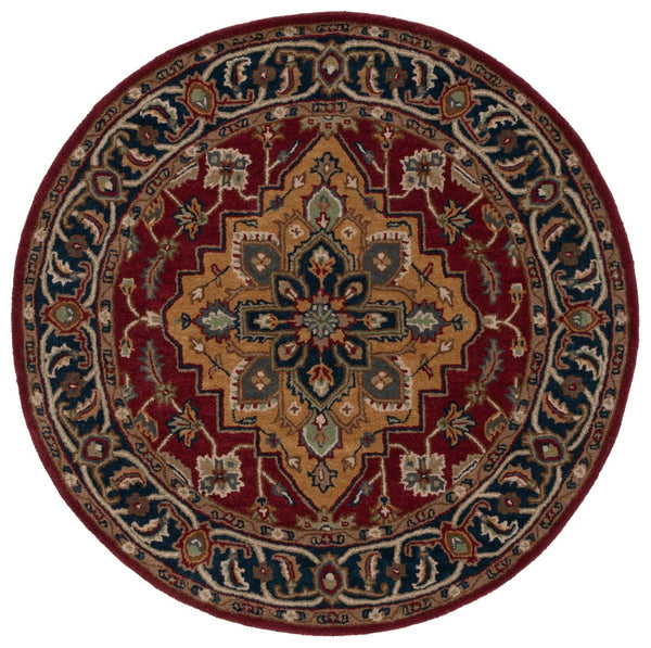 Safavieh Heritage 225 Hand Tufted  Rug Red / Ivory 6' x 6' Round