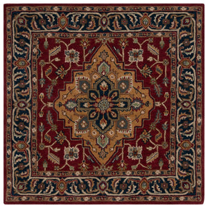 Safavieh Heritage 225 Hand Tufted  Rug Red / Ivory 6' x 6' Square