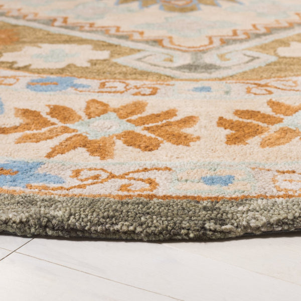 Safavieh Heritage 226 Hand Tufted  Rug Ivory / Light Blue 6' x 6' Round