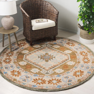 Safavieh Heritage 226 Hand Tufted  Rug Ivory / Light Blue 6' x 6' Round