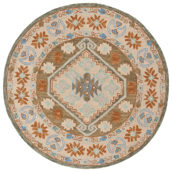 Safavieh Heritage 226 Hand Tufted  Rug Ivory / Light Blue 6' x 6' Round