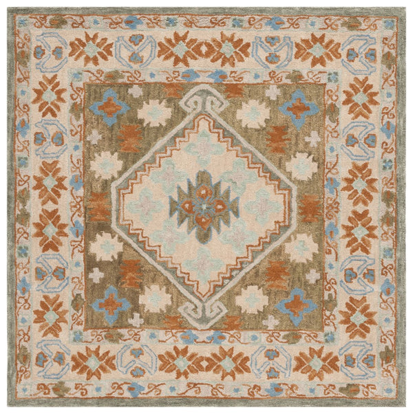 Safavieh Heritage 226 Hand Tufted  Rug Ivory / Light Blue 6' x 6' Square