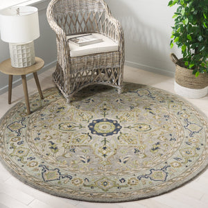 Safavieh Heritage 228 Hand Tufted  Rug Ivory / Blue 6' x 6' Round