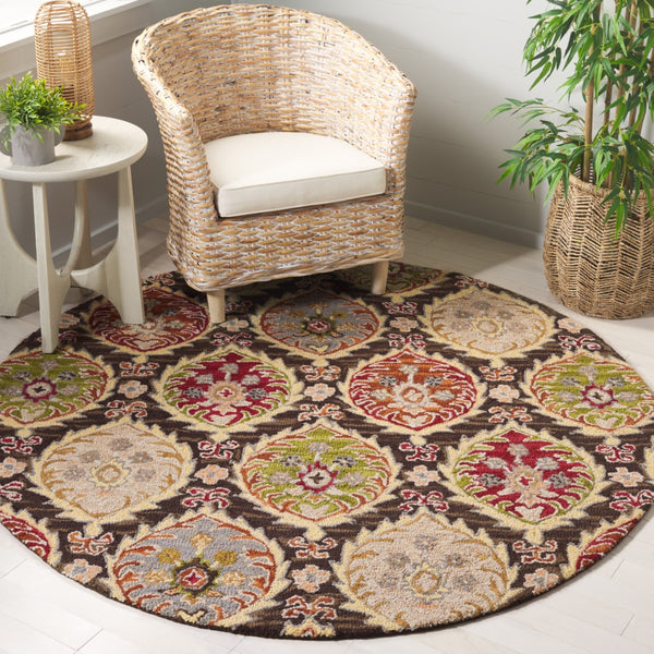 Safavieh Heritage 230 Hand Tufted  Rug Red / Green 6' x 6' Round