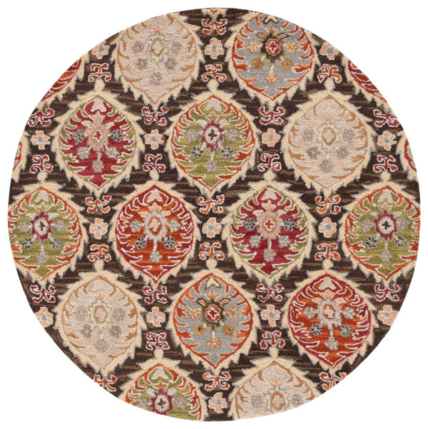 Safavieh Heritage 230 Hand Tufted  Rug Red / Green 6' x 6' Round