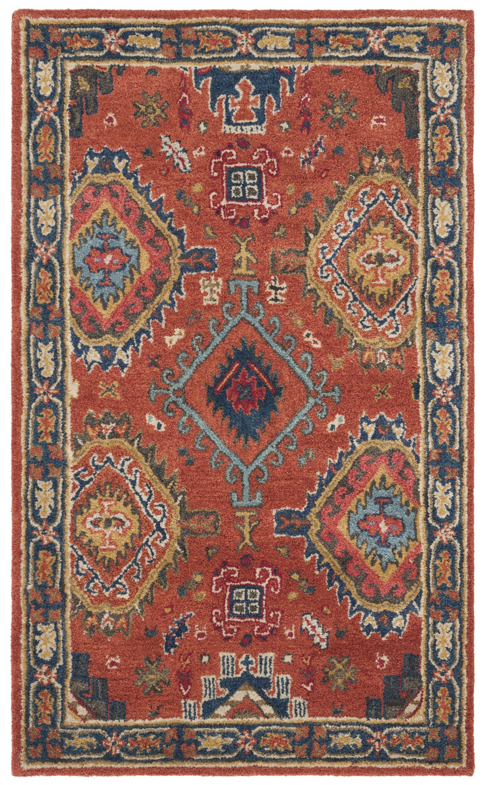 Safavieh Heritage Hand-Tufted Wool Rug In Rust & Navy With Oriental Motifs — Durable, Elegant Centerpiece 10'-0" x 14'-0" HG427P-10