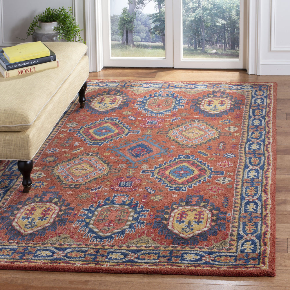 Safavieh Heritage Hand-Tufted Wool Rug In Rust & Navy With Oriental Motifs — Durable, Elegant Centerpiece 10'-0" x 14'-0" HG427P-10