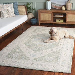 Safavieh Heritage Hand-tufted Wool Area Rug - Elegant Traditional Design For A Serene Home Atmosphere Light Green ,Beige Wool Pile Hg525y-6