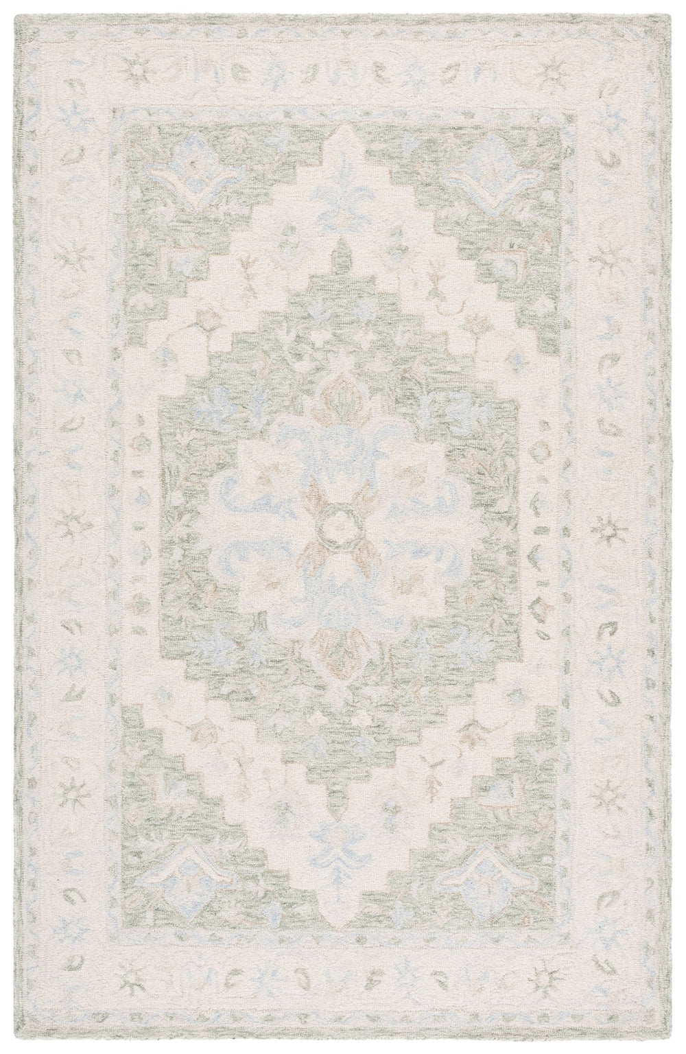Safavieh Heritage Hand-tufted Runner Rug From India - Elegant Wool Pile For Timeless Home Decor Enhancement Light Green ,Beige Wool Pile Hg525y-5