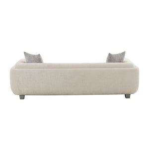 Pasargad Home Bergamo 3-seater Sofa In Ivory With Pillows - Mid-century Modern Elegance & Comfort Ivory Polyester Pzw-20044-3