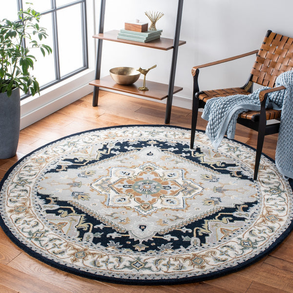 Safavieh Heritage 625 Hand Tufted  Rug Grey / Navy 9' x 12'
