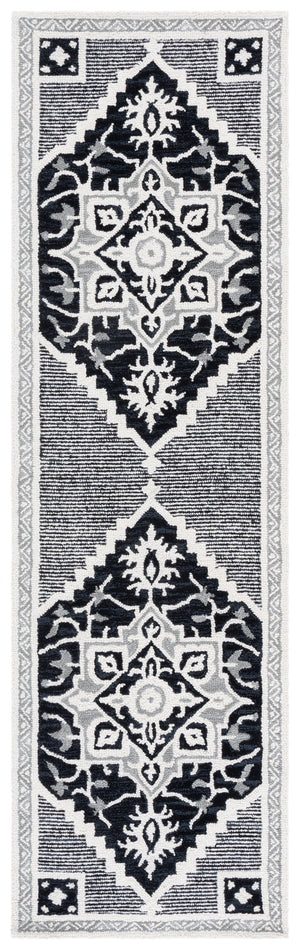 Safavieh Heritage Traditional Hand-tufted Runner Area Rug - Luxurious Wool Blend For Timeless Home Elegance Black ,Ivory 80% Wool,10% Cotton,10% Latex Hg675z-28
