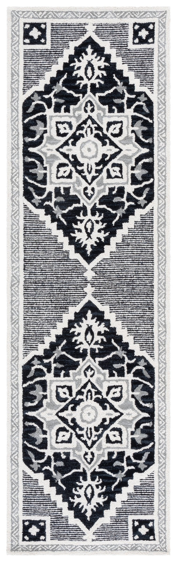 Safavieh Heritage Traditional Hand-tufted Runner Area Rug - Luxurious Wool Blend For Timeless Home Elegance Black ,Ivory 80% Wool,10% Cotton,10% Latex Hg675z-28