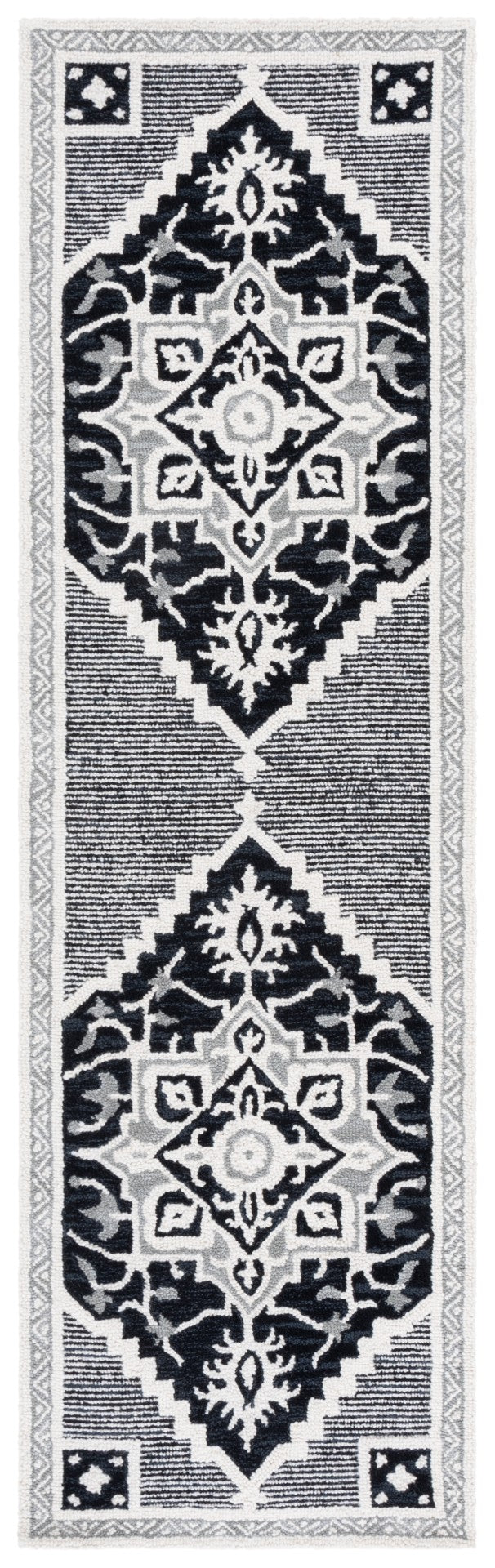 Safavieh Heritage Stylish Area Rug - Timeless Hand-tufted Design, Artisanal Craftsmanship, Versatile Elegance Black ,Ivory 80% Wool,10% Cotton,10% Latex Hg675z-4