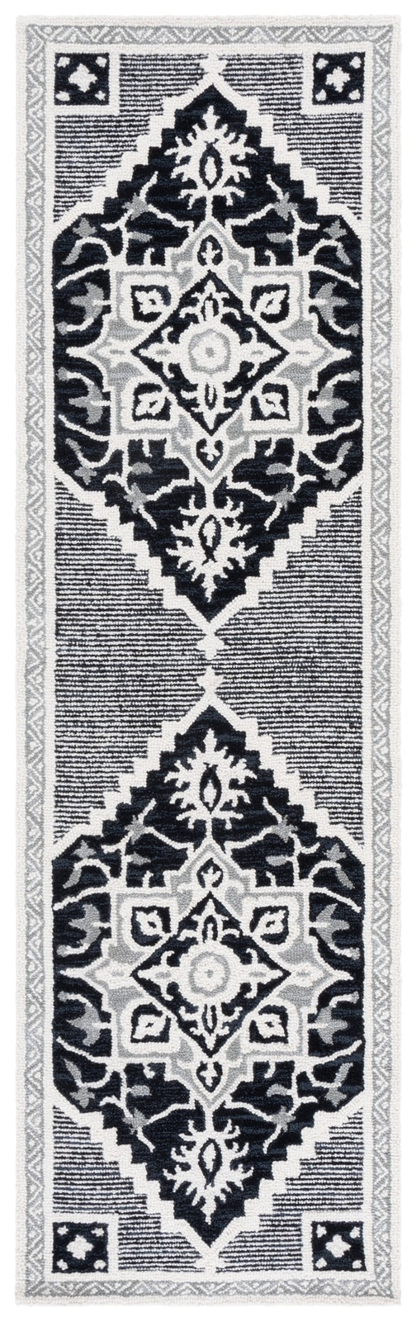 Safavieh Heritage Stylish Area Rug - Timeless Hand-tufted Design, Artisanal Craftsmanship, Versatile Elegance Black ,Ivory 80% Wool,10% Cotton,10% Latex Hg675z-4