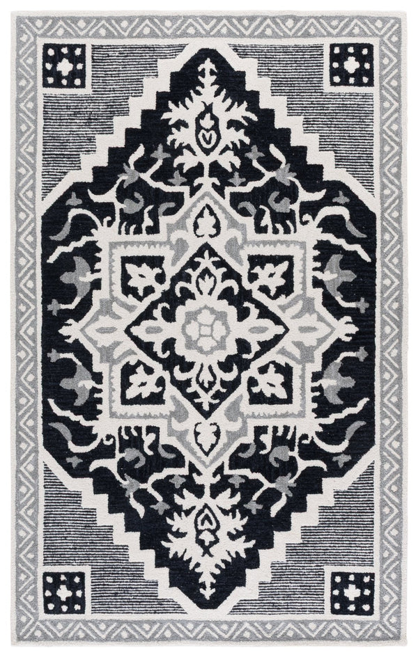Safavieh Heritage Traditional Hand-tufted Runner Area Rug - Luxurious Wool Blend For Timeless Home Elegance Black ,Ivory 80% Wool,10% Cotton,10% Latex Hg675z-5