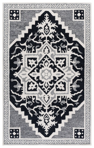 Safavieh Heritage Stylish Area Rug - Timeless Hand-tufted Design, Artisanal Craftsmanship, Versatile Elegance Black ,Ivory 80% Wool,10% Cotton,10% Latex Hg675z-4